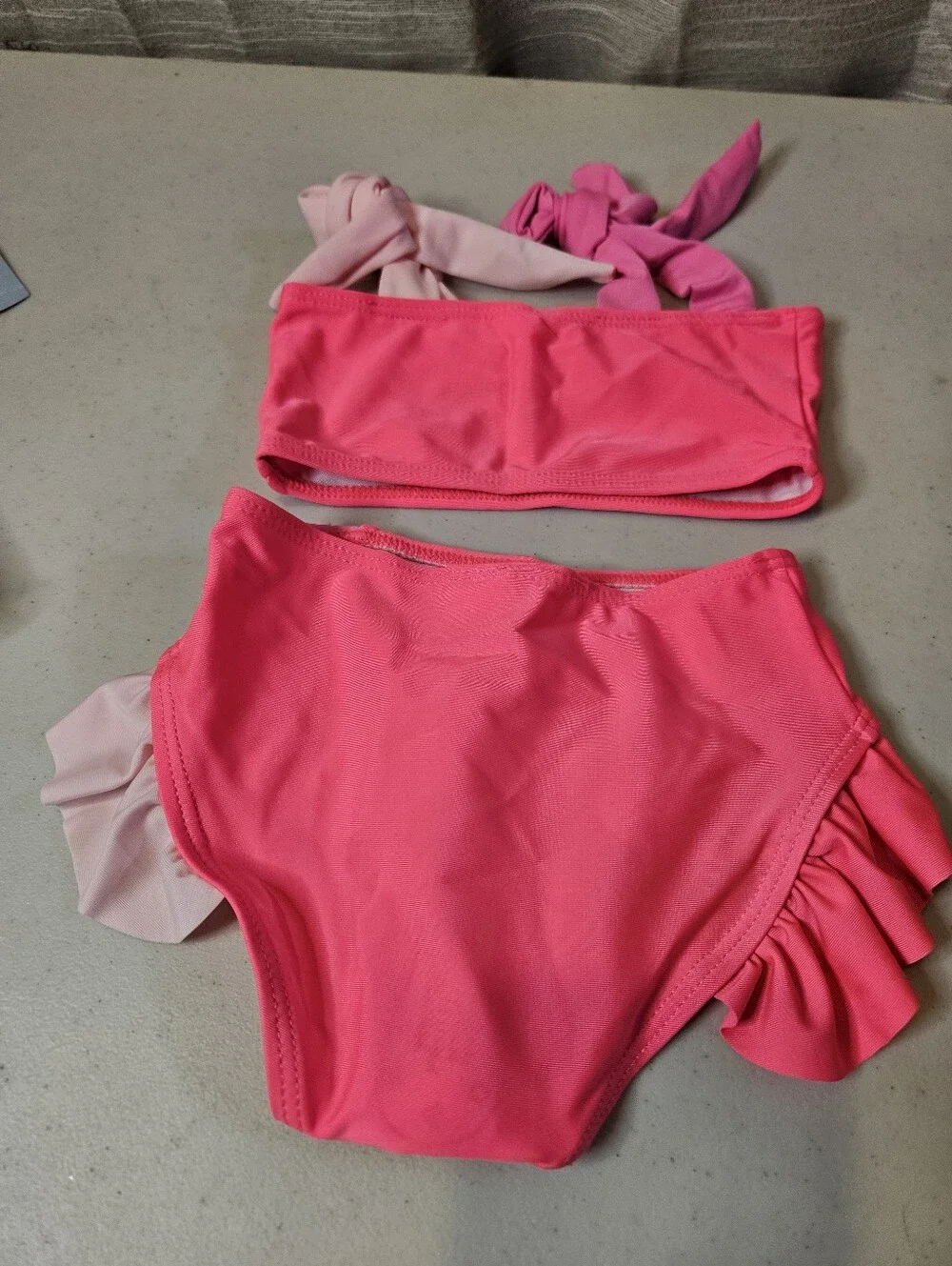 YOUNGER TREE Toddler Girls Two Piece Swimsuit Color Block Stripe 18-24 Months
